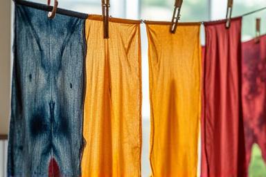 Processo di tintura naturale su tessuti stesi ad asciugare